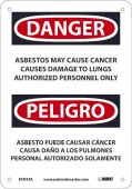 ASBESTOS MAY CAUSE CANCER AUTHORIZED PERSONNEL ONLY SIGN - BILINGUAL