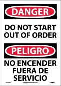 DANGER DO NOT START OUT OF ORDER SIGN - BILINGUAL