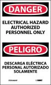 DANGER ELECTRICAL HAZARD AUTHORIZED PERSONNEL ONLY LABEL - BILINGUAL