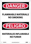 DANGER FLAMMABLE MATERIALS NO SMOKING SIGN - BILINGUAL