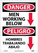 DANGER MEN WORKING BELOW SIGN - BILINGUAL