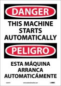 DANGER AUTOMATIC MACHINE START SIGN - BILINGUAL