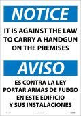 NOTICE FIREARMS PROHIBITED SIGN - BILINGUAL