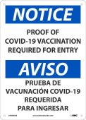 NOTICE, PROOF OF VACCINATION REQUIRED FOR ENTRY, ENG/ESP