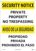 SECURITY NOTICE NO TRESPASSING SIGN - BILINGUAL