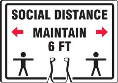 Cone Top Warning Sign: Social Distance Maintain 6FT