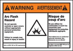Bilingual ANSI Warning Arc Flash Protection Label: Arc Flash Hazard