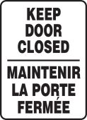 Bilingual Safety Sign: Keep Door Closed