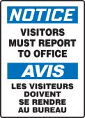 Bilingual OSHA Notice Safety Sign: Visitors Must Report To Office