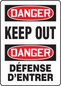 Bilingual OSHA Danger Safety Sign: Keep Out