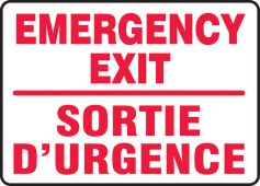 Bilingual French Safety Sign: Emergency Exit / Sortie D' Urgence