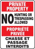 Bilingual Private Property Safety Sign: No Hunting Or Trespassing Allowed