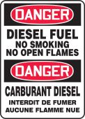 Bilingual OSHA Danger Safety Sign: Diesel Fuel - No Smoking - No Open Flames