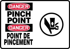 Bilingual OSHA Danger Safety Sign: Pinch Point