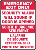 Bilingual Emergency Exit Only Safety Sign: Security Alarm Will Sound If Door Is Opened