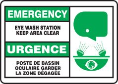 BILINGUAL FRENCH EYE WASH SIGN