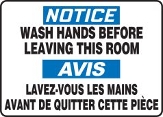 BILINGUAL FRENCH SIGN - WASH HANDS