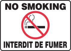 French Bilingual Smoking Control Sign: No Smoking