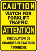 Bilingual OSHA Caution Sign: Watch for Forklift Traffic