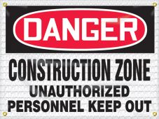 OSHA Danger High Wind Safety Sign: Construction Zone - Unauthorized Personnel Keep Out