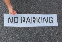 Parking Area Message Stencil: No Parking