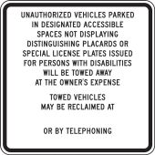 R100B State of California Handicapped Parking Tow-Away Sign