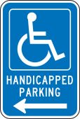 Federal Parking Sign: Handicapped Parking (Left Arrow)