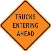 Roll-Up Construction Sign: Trucks Entering Ahead