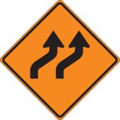 Roll-Up Construction Sign: Two Lane Reverse Curve (Right)