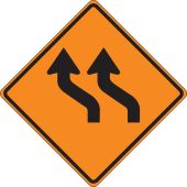 Roll-Up Construction Sign: Two Lane Reverse Curve (Left)