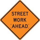 Roll-Up Construction Sign: Street Work Ahead