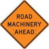 Roll-Up Construction Sign: Road Machinery Ahead