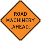 Roll-Up Construction Sign: Road Machinery Ahead