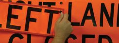 Roll-Up Construction Sign Overlay: Left (6-in. x 16-in.)