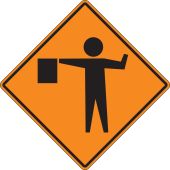 Rigid Construction Sign: Flagger (Symbol)