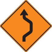 Rigid Construction Sign: Double Reverse Curve (Right)