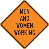 Roll-Up Construction Sign: Men And Women Working