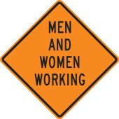 Roll-Up Construction Sign: Men And Women Working