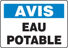 BILINGUAL FRENCH SIGN – POTABLE WATER