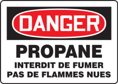 Bilingual OSHA Danger Safety Sign: Propane