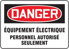 BILINGUAL FRENCH SIGN – ELECTRICAL