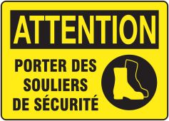 French OSHA Caution Safety Sign: Porter Des Souliers De Sécurité