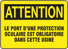 BILINGUAL FRENCH SIGN – EYE PROTECTION