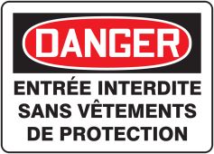 BILINGUAL FRENCH SIGN – PROTECTIVE CLOTHING