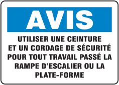 BILINGUAL FRENCH SIGN – FALL PROTECTION