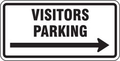 Facility Traffic Sign: Visitors Parking, Right Arrow