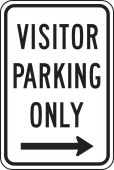 Traffic Sign: Visitor Parking Only (Right Arrow)