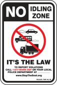 Safety Sign: No Idling Zone - It's the Law