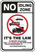 Safety Sign: No Idling Zone - It's the Law