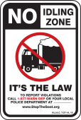 Safety Sign: No Idling Zone (Truck) - It's the Law